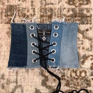 Repurposed Denim Lace Up Corset Belt